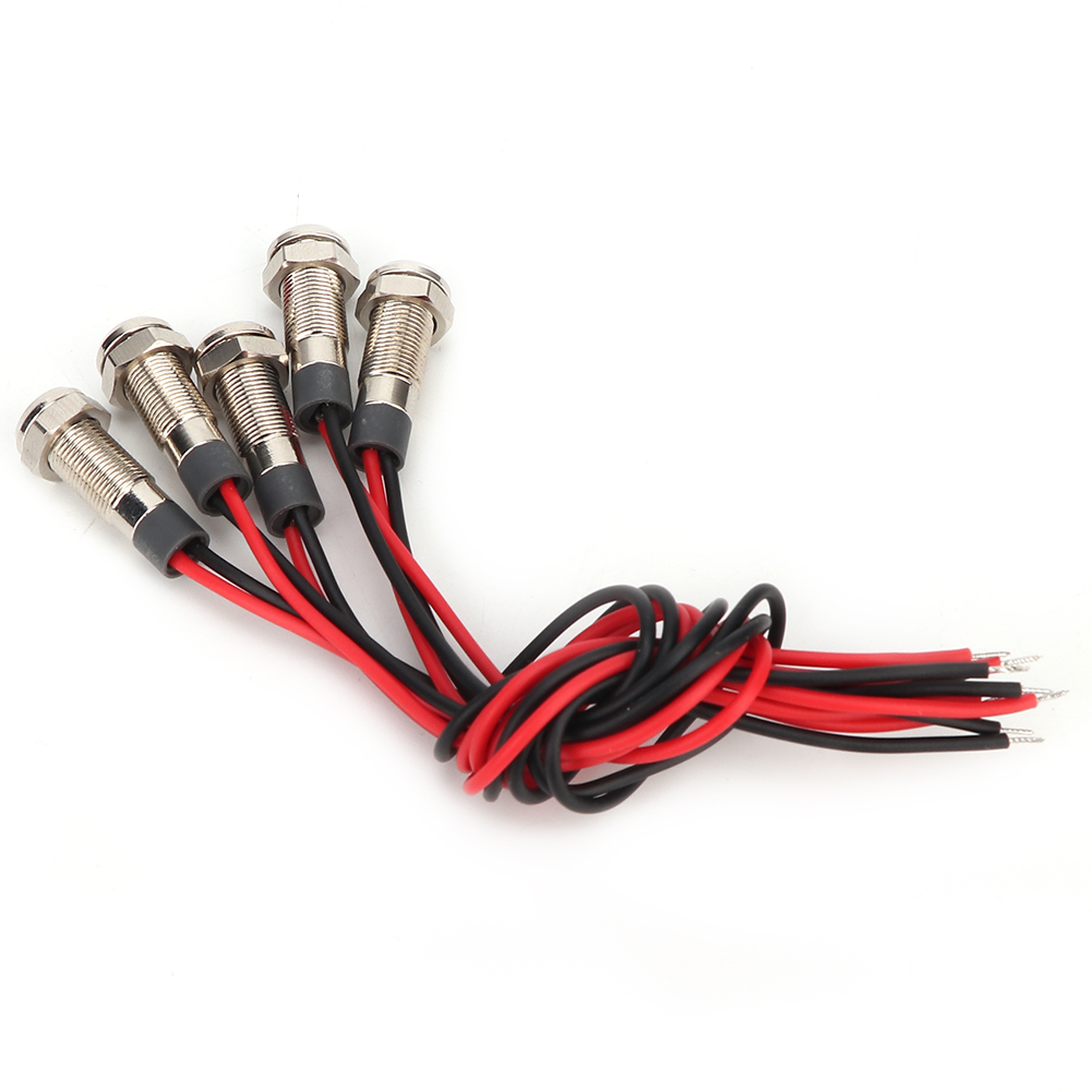 5 Stück Led-lampe Ip66 6mm Led Wasserdichte Metall-warnleuchte Mit Kabel 1no (dc36v)