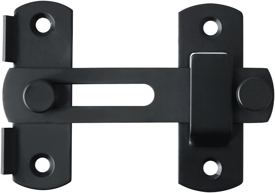 Schiebetürschloss Aus Edelstahl Mit Mattschwarzer Oberfläche, Inklusive Schrauben, Für Türen, Fenster, Schränke Und Garten, Artikelnummer Ems9001-b