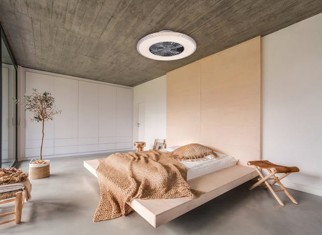 Harstad fÄcher- und deckenleuchte led satinierter diffusor und kristalleffekt mit multifunktionaler fernbedienung zur intensitÄts- und
