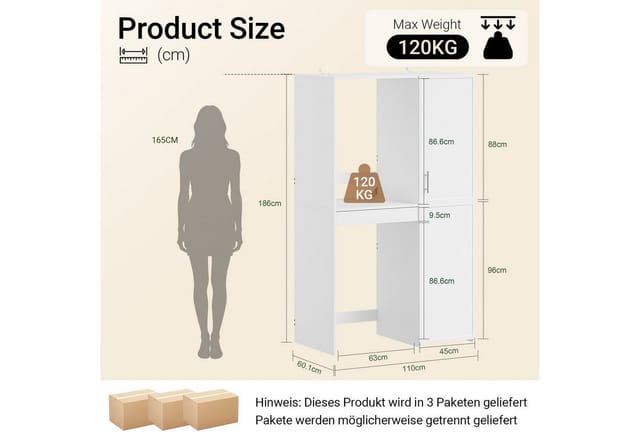 Sobuy Waschmaschinenschrank Mit Türen Und Schublade Waschmaschinenschrank Für Waschmaschine Und Trockner Waschmaschinenschrank Mit Stauraum 110×66×186 Cm Tragkraft 120 Kg Bzr231-w
