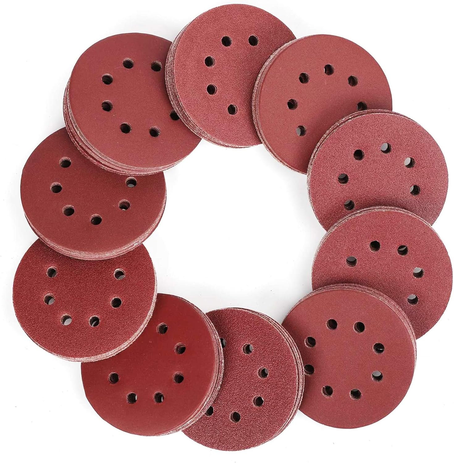 Schleifscheibe, 100 Stück Schleifscheiben 40-800 Körnung 125 Mm Größe Ideal Zum Schleifen / Polieren / Rosten (8 Löcher),soekavia