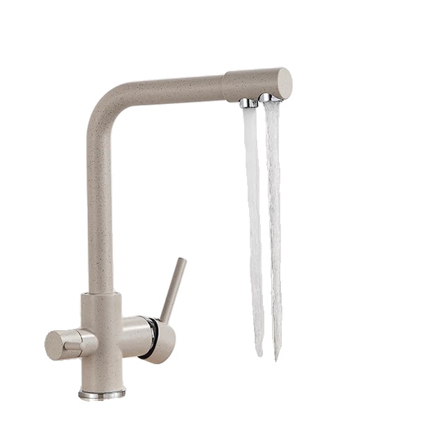 Küchenarmatur, Integrierter Wasserfilter, 360-grad-schwenkdesign, Beige Mit Punkten