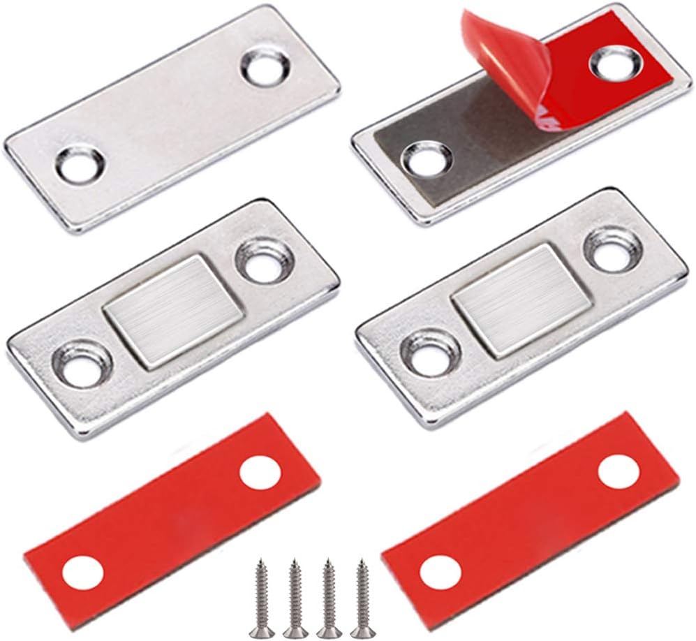 2 Ultradünne, Selbstklebende Magnetverschlüsse Aus Metall, Kraftvoller Verschluss Für Schubladen, Schiebetüren, Fenster Und Schränke