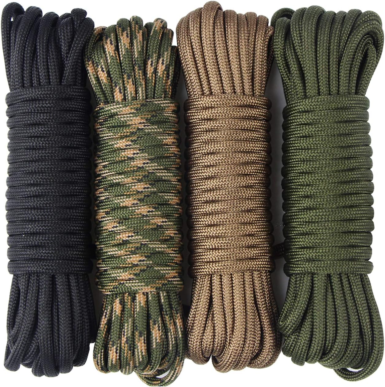4 Nylon-paracord-seile, 7 Stränge, Je 6 M Lang, 4 Farben, Gesamtlänge 76 Fuß