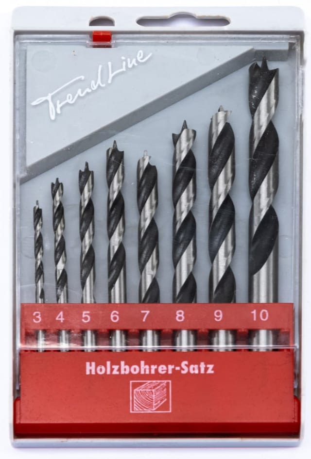 Trendline - Holzbohrersatz 8-Teilig Spiralbohrer Schlangenbohrer