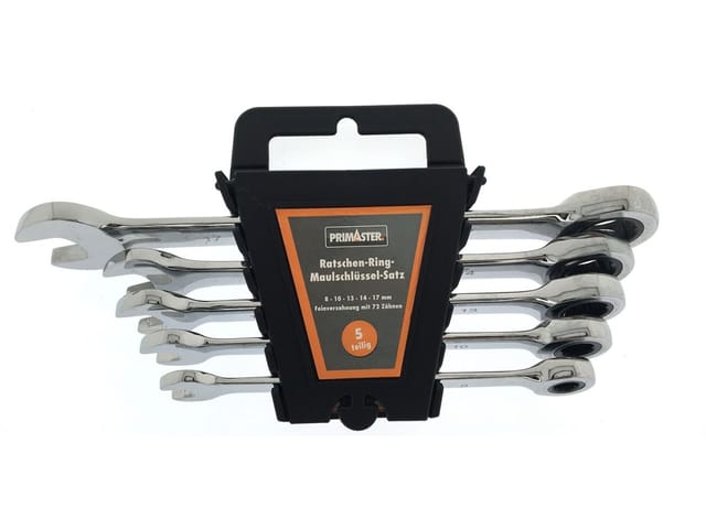 Primaster - Ratschen-Ring-Maulschlüssel Set 5 tlg. Maulschlüsssel Ringschlüssel
