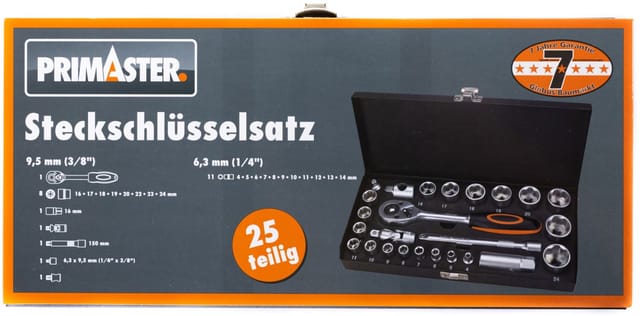 Steckschlüsselsatz 25tlg Ratschenkasten Ratsche Nuss - Primaster