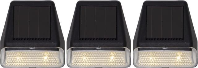 Solar-Wandleuchten ,Wally Mini', 3er-Set, Dämmerungssensor, schwarz, warmweiß, H 7,5cm, B 7cm