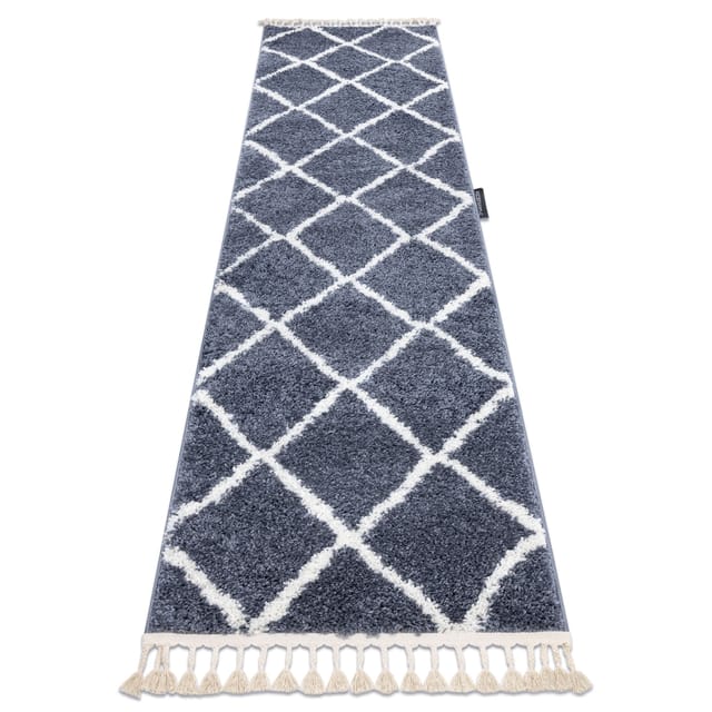Rugsx - Teppich, Läufer berber cross grau - in die Küche, Halle, Korridor grey 60x300 cm
