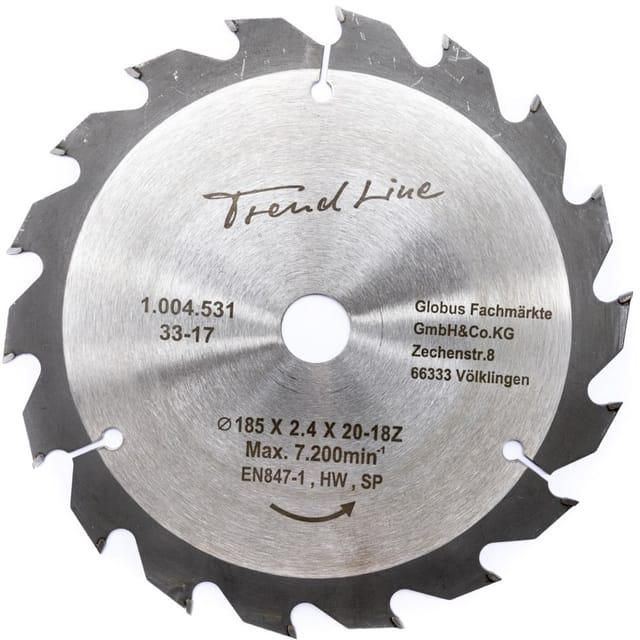 TrendLine HM-Kreissägeblatt 185 mm, Bohrung 20 mm, 18 Zähne