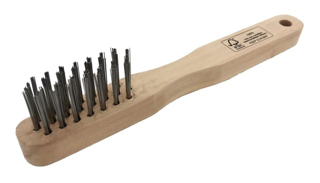 Trendline - Drahtbürste Edelstahl 3-reihig Holzgriff Grillreiniger Stahlbürste
