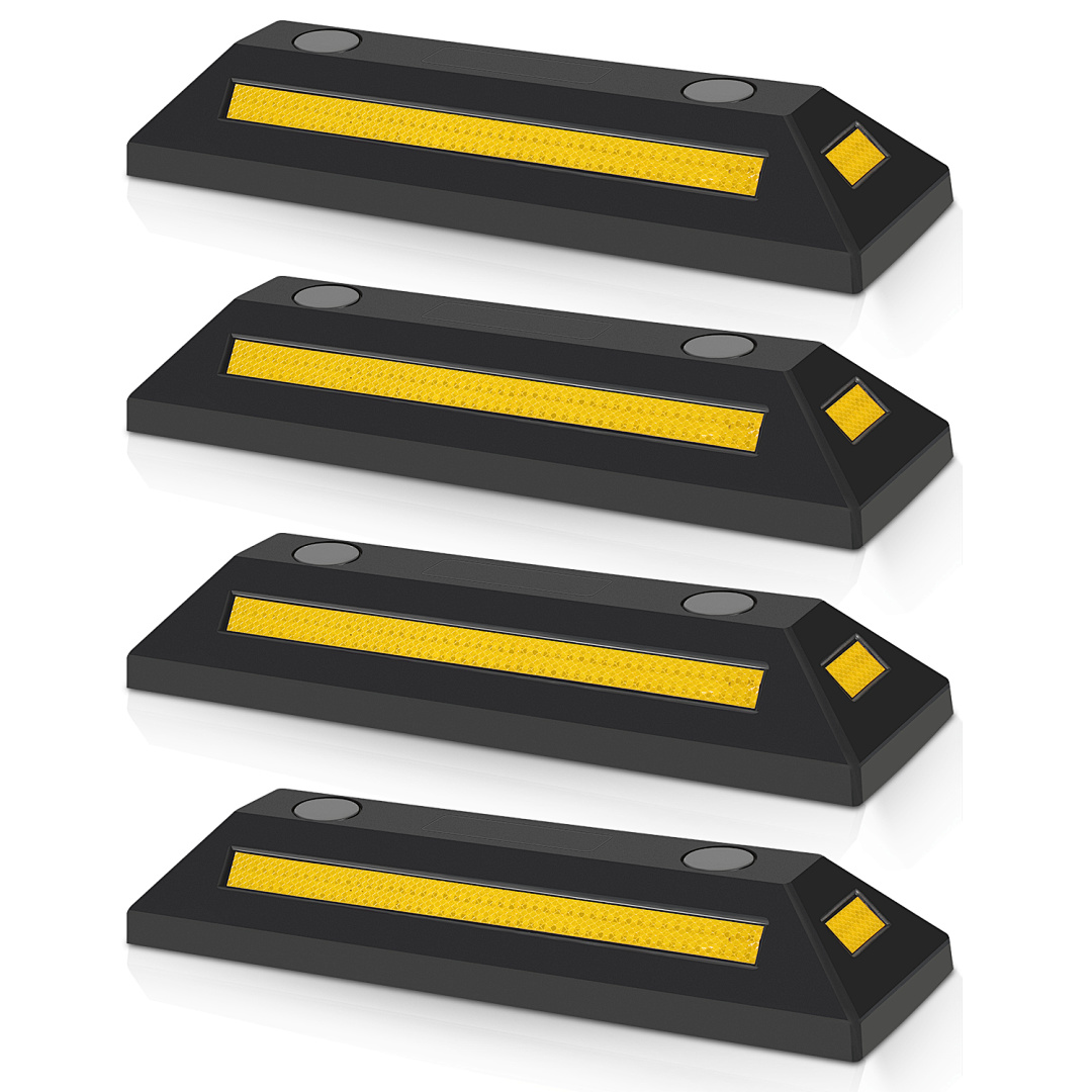Tolletour 4x Radstopper Abstand Anfahrschutz Set Reflexband Schwarz Ebonite-hartkautschuk