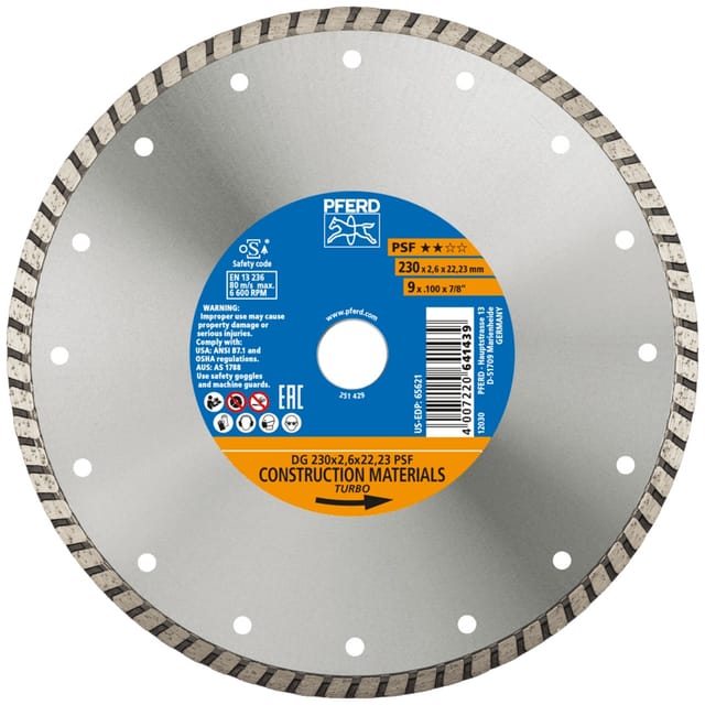 Diamant-Trennscheibe dg 230x2,6x22,23 mm psf z. Trennen v. Stein/Beton,hohe Schnittqualität - Pferd