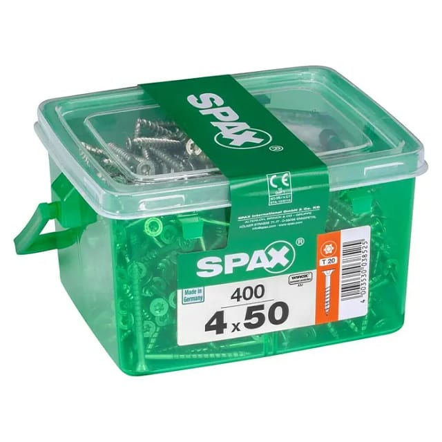 Spax - Universalschrauben 4.0 x 50 mm tx 20 Senkkopf - 400 Stk. Holzschrauben