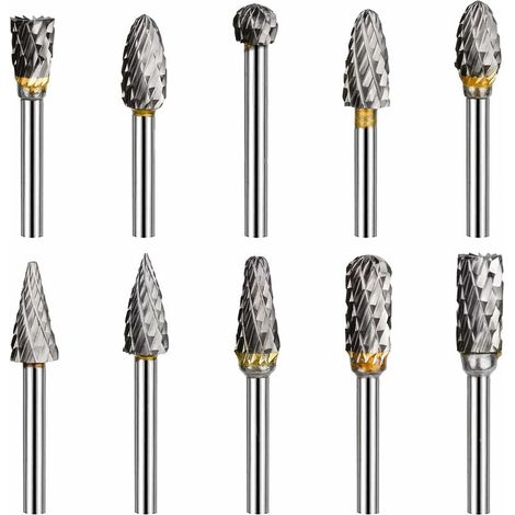 Memkey – Set Mit 10 3-mm-rotationsfräsern Aus Wolframstahl – Doppelschneidend – Zum Schleifen, Gravieren Und Polieren Von Metall Und Holz