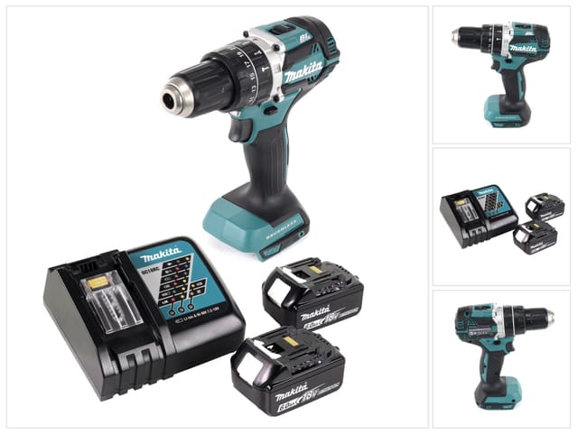 Makita DHP 484 RG Akku Schlagbohrschrauber 18 V 54 Nm Brushless + 2x Akku 6,0 Ah + Ladegerät