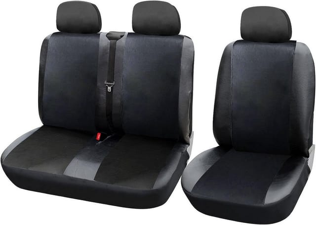 Auto Sitzbezüge universal Größe, 1+2 Sitzbezug Schonbezüge aus Kunstleder schwarz - Woltu