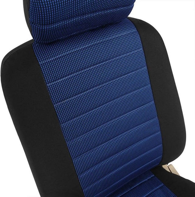 Sitzbezüge Auto Vordersitze Universal Auto-Schonbezüge für Fahrersitz & Beifahrer 2er Sitzauflage, Schwarz-Blau - Woltu