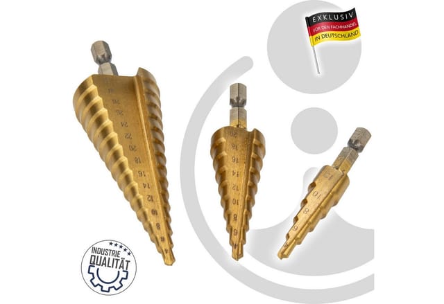 MASTERPROOF PROFESSIONAL HSS - Stufenbohrer Satz 3-teilig, Ø 4 mm bis 32 mm, in Metallbox