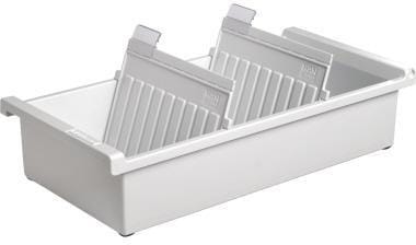 HAN - Karteitrog 17,1 x 7,6 x 34,6 cm (b x h x t) din A6 quer 1.300 Karten Polystyrol lichtgrau 2 Stützplatten