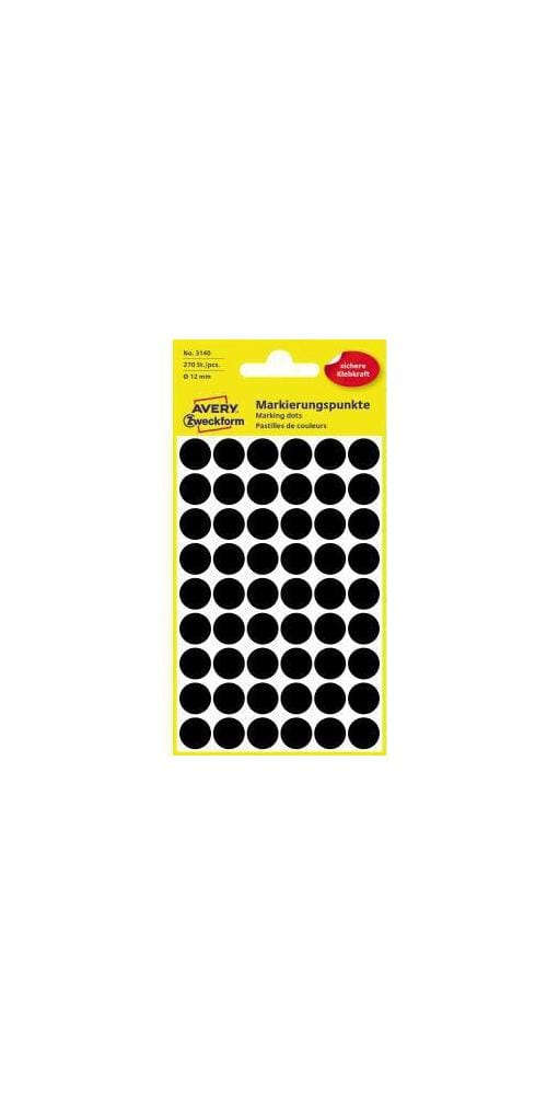 Avery Zweckform - Markierungspunkt 12mm Papier schwarz 270 Etik./Pack.