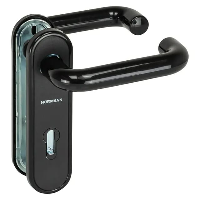 Hörmann - fs Drückergarnitur Kurzschild D110 BB/PZ-gelocht schwarz ppn