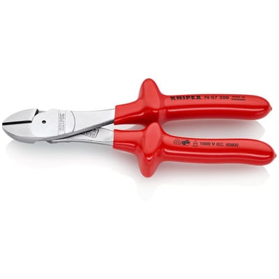 74 07 200 Kraft-Seitenschneider tauchisoliert, vde verchromt 200 mm - Knipex