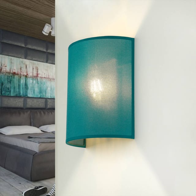Wandlampe alice Stoff Schirm Petrol halbrund Loft