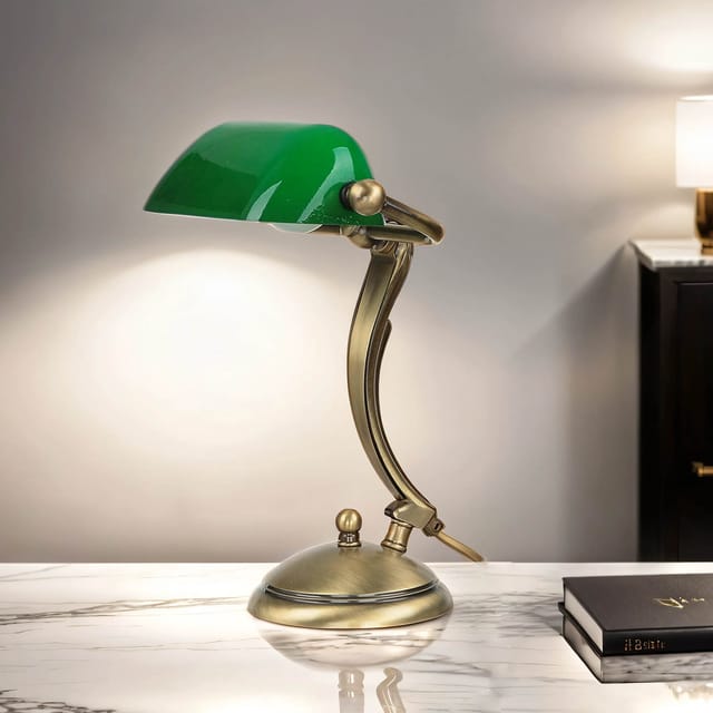 Licht-erlebnisse - Premium Bankerlampe aus Messing