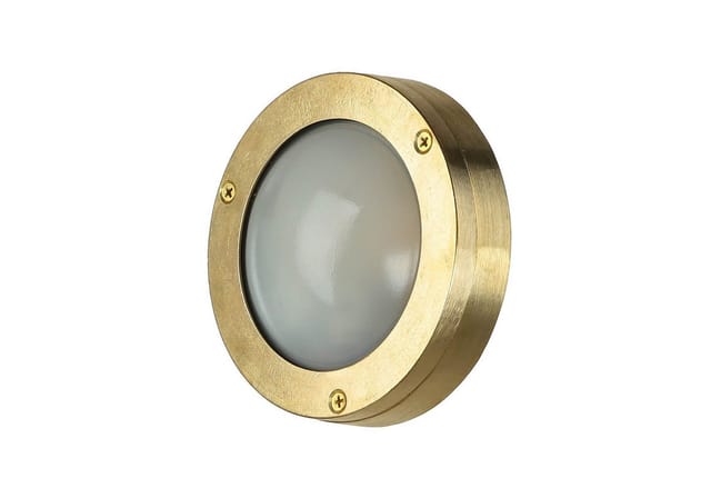 Licht-erlebnisse - Außenlampe aus Messing IP64 rund 14 cm Maritim Wand