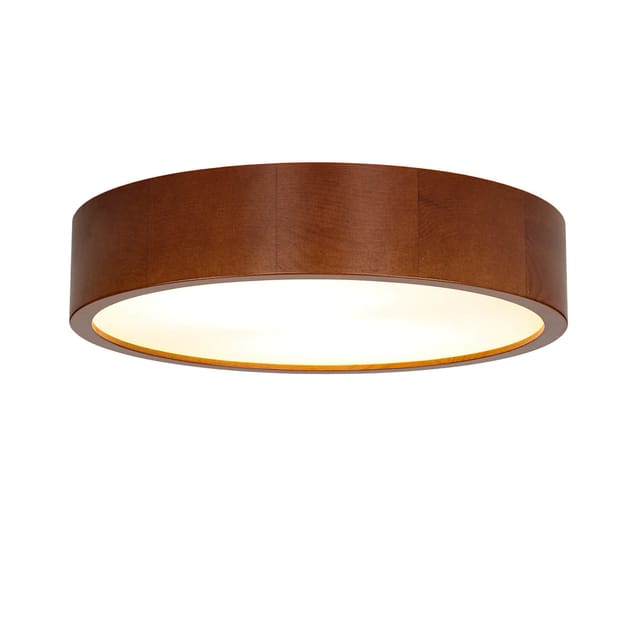 Licht-erlebnisse - Runde Deckenlampe Holz Glas Ø37cm blendarm wohnlich Wohnzimmer