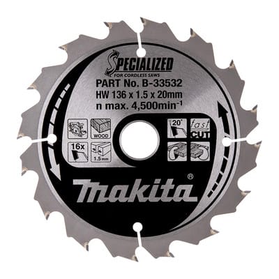 Hartmetallsägeblatt 136 x 20 mm, 16 Zähne - Makita