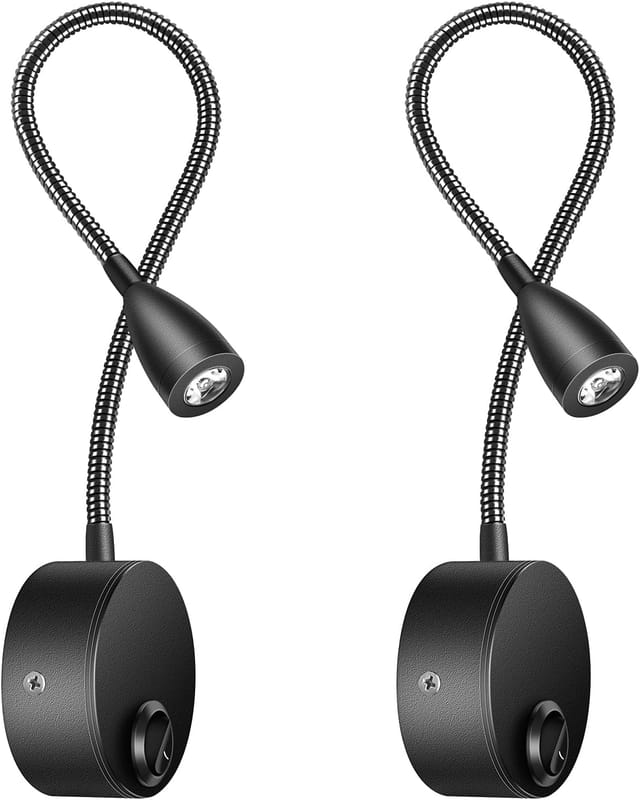 Nachttisch-wandlampe, 2er-pack, Lichter, Wandlampe, Leselicht, Led-schwanenhalsleuchte, 3 W, 3000 K, Warmweiße Leselampe.