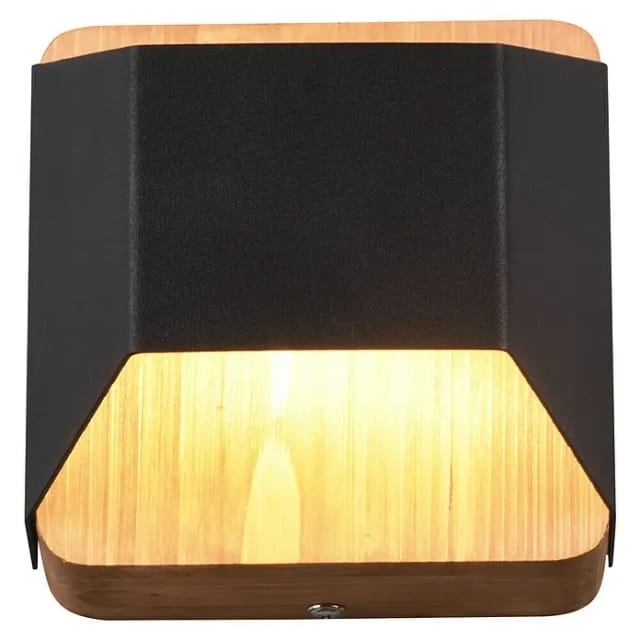 Led Holz Wandlampe arino Up and Down mit Stufen Dimmer Schwarz, Höhe 12cm