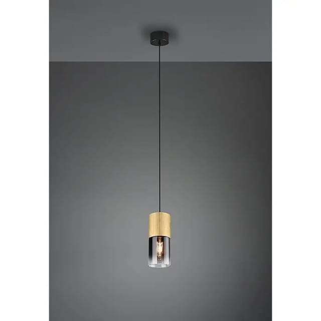 Trio - Pendelleuchte robin 1-flammig Messing matt mit Rauchglas Schirm, ø 10cm