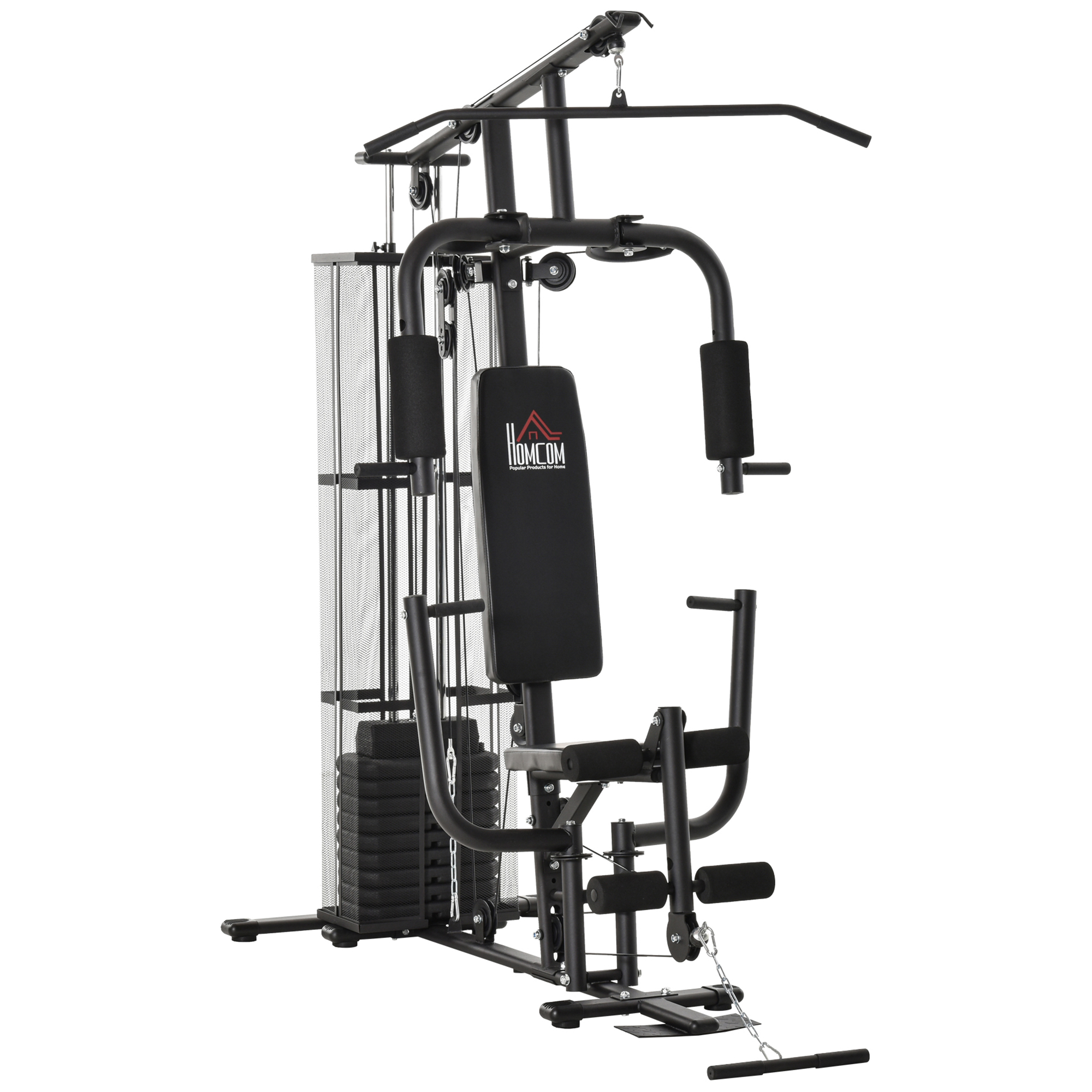 Multifunktionale Fitnessstation Mit Hohem Seilzug, Butterfly-stange, 45-kg-hanteln Und Seilzug Heimfitnessgerät, Schwarz