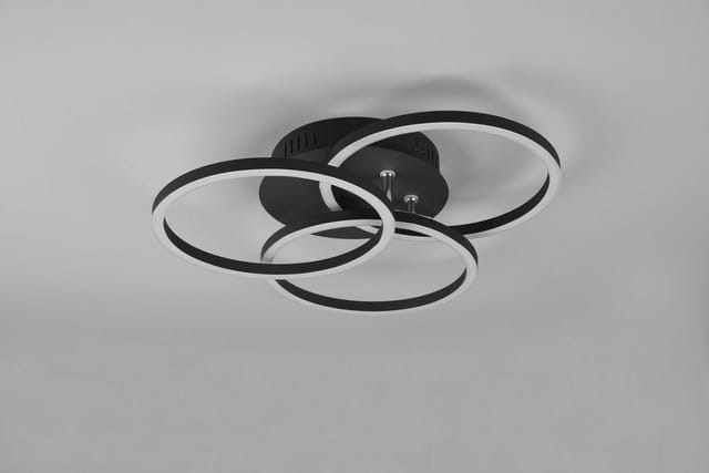 Led Deckenleuchte circle Schwarz 3 Ringe verstellbar Nachtlicht, ø 43cm