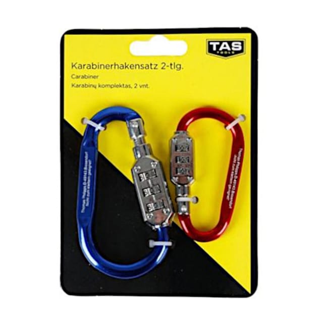 Buri - Karabinerhaken-Set 2-teilig mit Zahlenschloss Karabiner Zahlenvorhängeschloss
