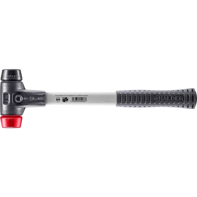 SIMPLEX-Schonhammer, Gummikomposition / Plastik mit verstärktem Tempergussgehäuse und Fiberglasstiel D=30 mm 3726.030