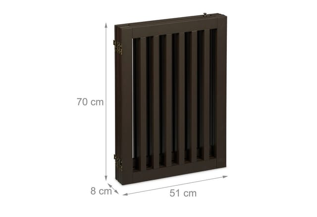 Relaxdays - Absperrgitter, freistehendes Schutzgitter mit Tür, HxB: 70x207 cm, faltbar, mit Füßen, für Hunde, braun