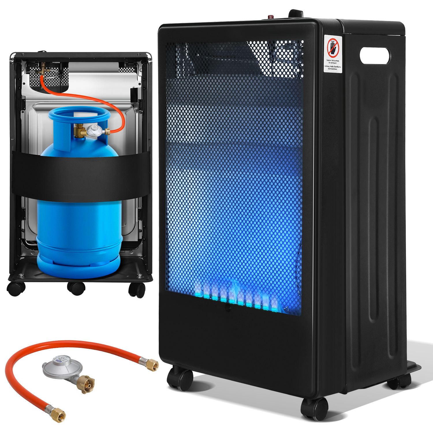 Wolketon Mobile Gasheizung Für Gasflaschen Bis 15 Kg Mit Regler Und Schlauch