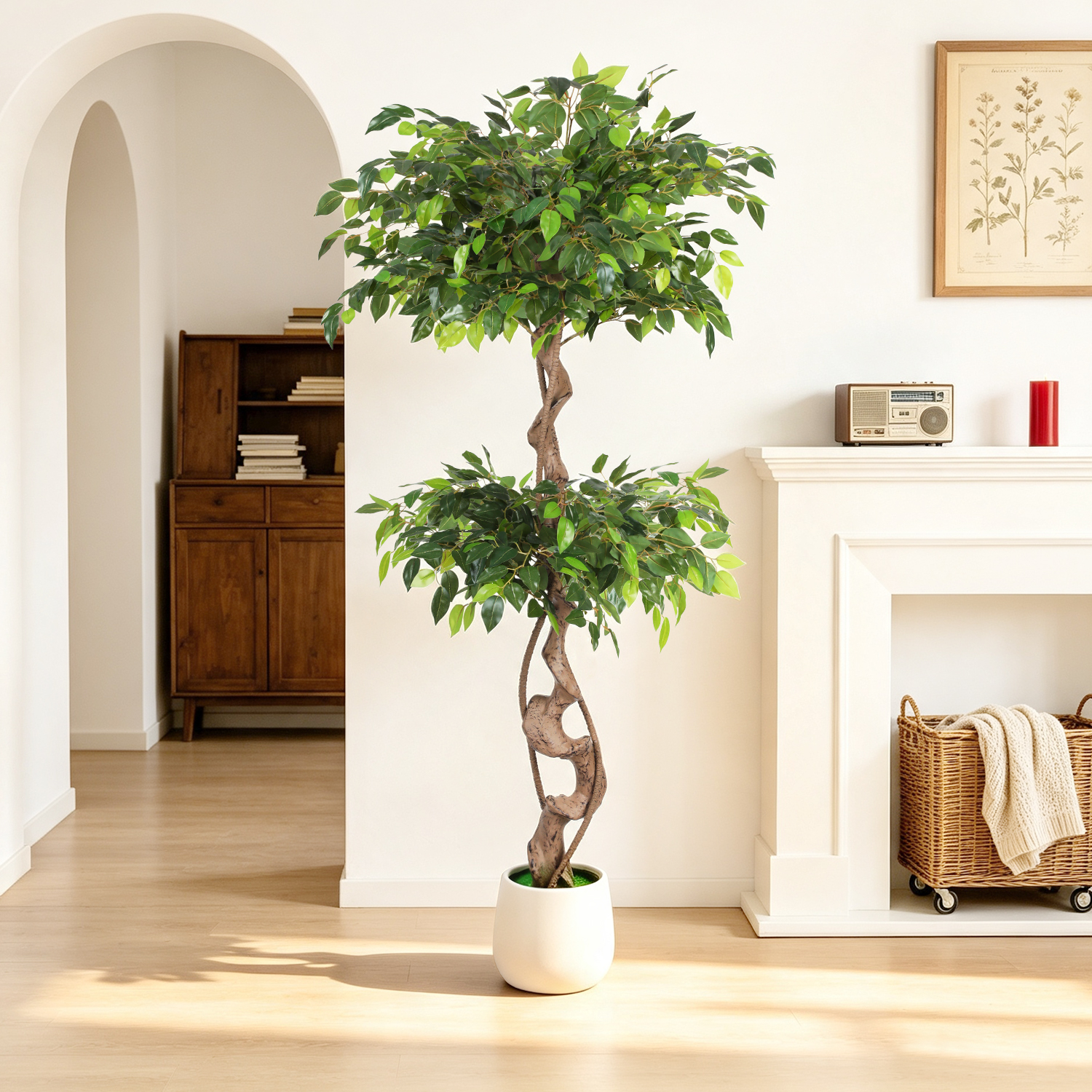 Wolketon Ficus Kunstbaum 150 Cm, Verstellbare Zweige Und Blätter