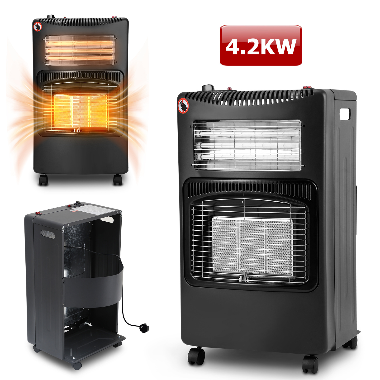 Wolketon Hybridheizer Mit Quarz-heizelement, Piezozündung, Ods, Kippschutz Und Flammenausfallsicherung