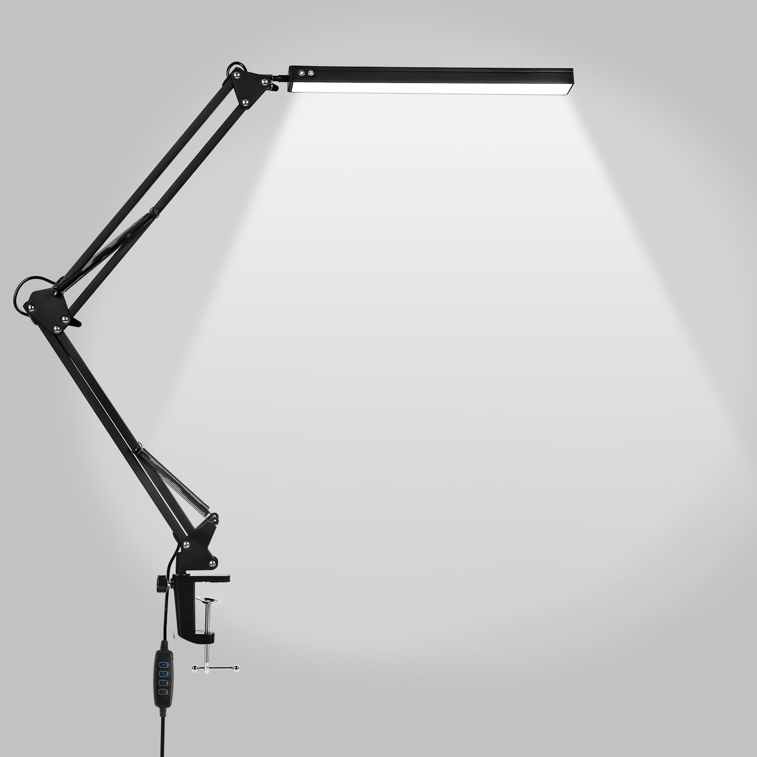 Wolketon Led-schreibtischlampe Mit Klemme 10 W, 80 Leds, 3 Farbtemperaturen, 10 Helligkeitsstufen, Verstellbarer Metallarm, Usb, Schwarz