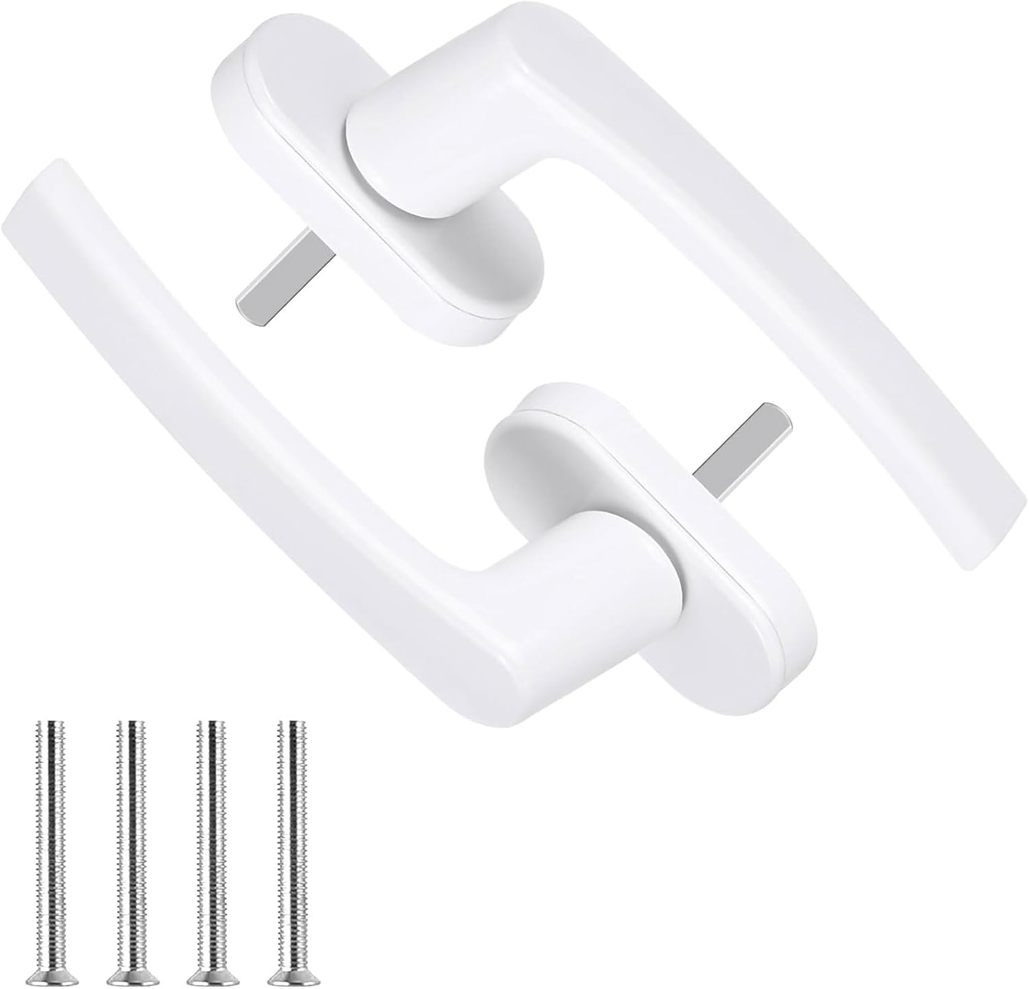 Set Aus 2 Weißen Aluminium-fenstergriffen Mit Pvc-sicherheitsschloss. Einbruchsicher.