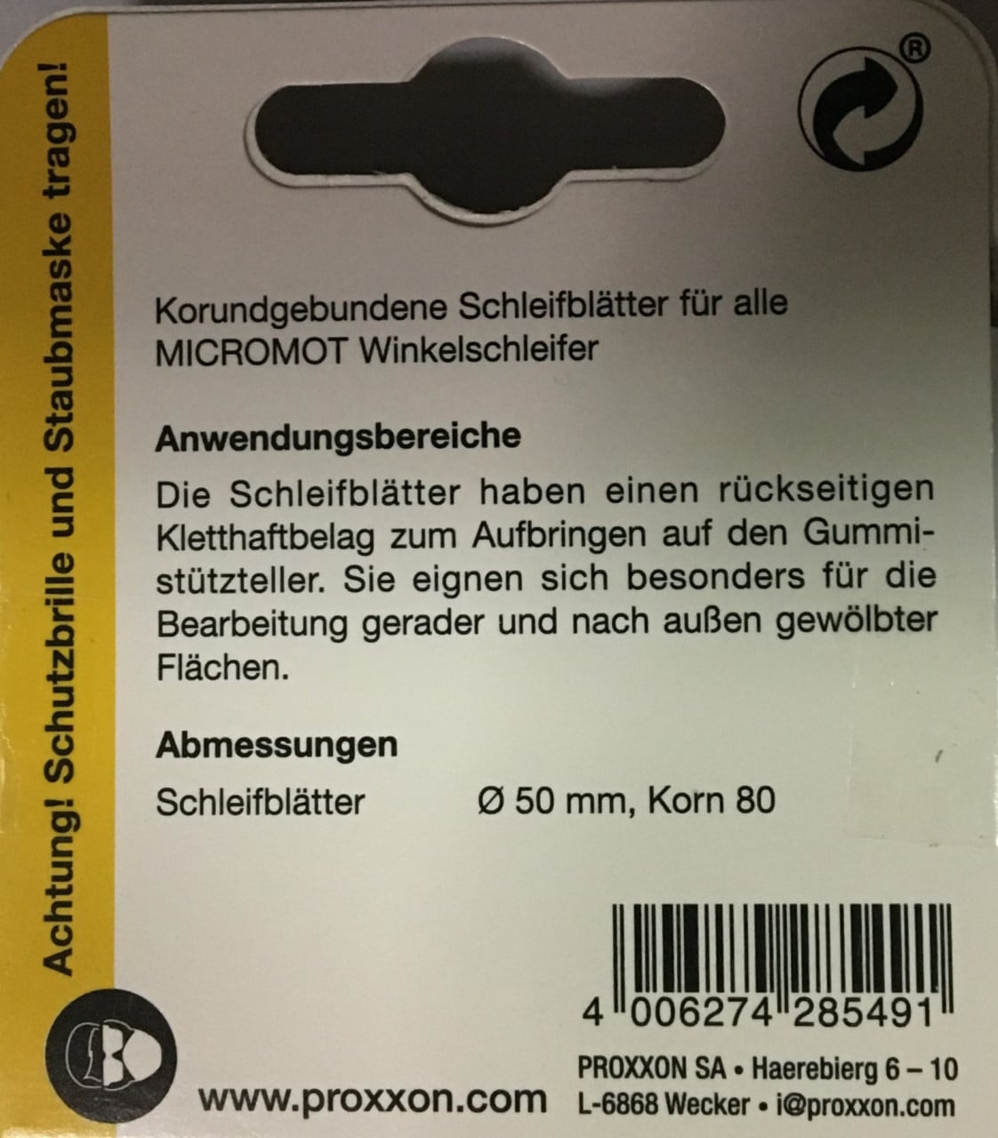 Korundgebundene Schleifblätter für lhw + lhw/a, Korn 80, 12 Stück - 28549 - Proxxon
