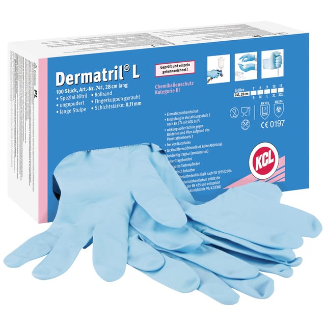 Dermatril l 741 074109081C 100 St. Einweghandschuh Größe (Handschuhe): 9 en 455 - KCL