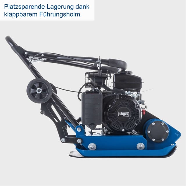 Rüttelplatte Benzin HP1400S Scheppach 50kg 2PS 25cm Verdichtung mit Matte & Fahrvorrichtung