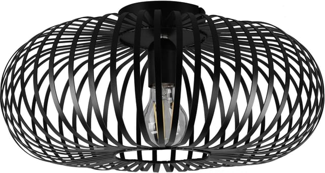 Trio - Deckenleuchte johann Gitter Lampenschirm Metall in Schwarz, ø 40cm