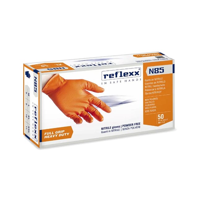 Reflexx N85 Nitrilhandschuhe ohne Puder, 100 % latexfrei, 8,4 g, Kat.3, 50 Stück, M